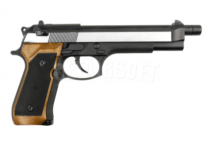 Пистолет WE Beretta M92 Long Silver Wood GGBB (GP304) фото