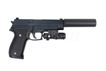 Пистолет  Galaxy Sig Sauer 226 с глушителем и ЛЦУ spring (G.26A) фото