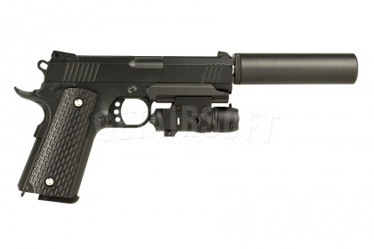 Пистолет  Galaxy Colt 1911PD spring с глушителем (G.25A) фото